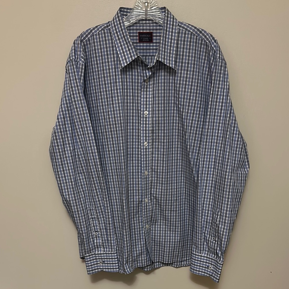 UNTUCKit Men’s Blue Plaid Long Sleeve Button Down Shirt Size XL